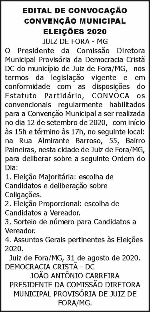 Edital de Convocação Convenção Municipal Eleições 2020 4 1 CRISTA