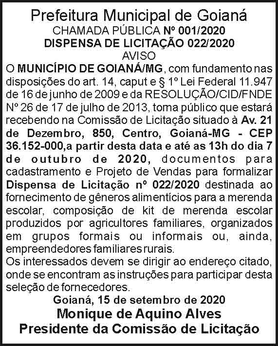 Prefeitura Municipal de Goianá 001/2020 4 1 GOIANA 001