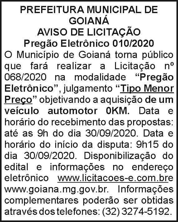 Prefeitura Municipal de Goianá 010/2020 4 1 GOIANA 0010