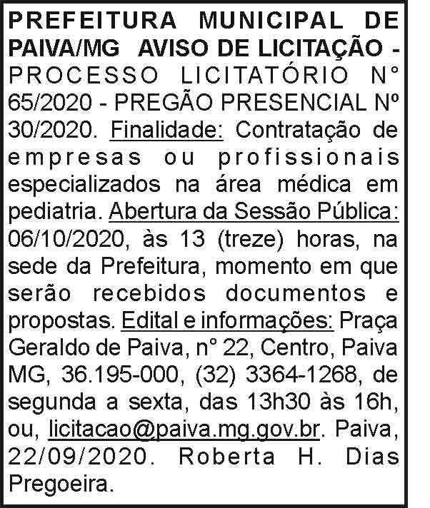 Prefeitura Municipal de Paiva 4 1 PAIVA 65