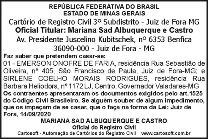 República Federativa do Brasil Estado de Minas Gerais 4 AVISO EMERSON 1