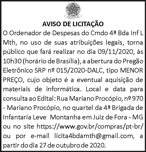 Aviso de Licitação 4 1 4BDA 015