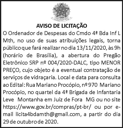 Aviso de licitação 4 1 4BDA 04