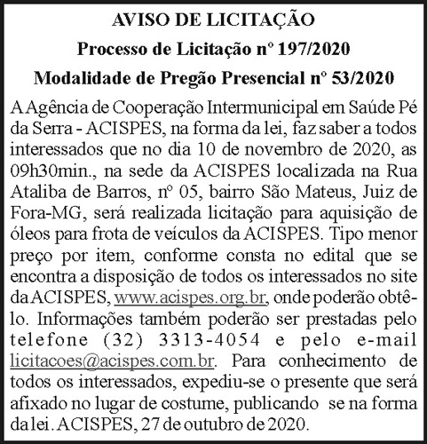 Aviso de Licitação N197/2020 4 1 ACISPES 197