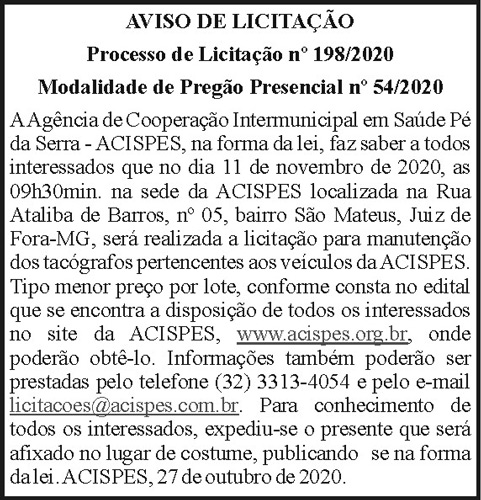 Aviso de Licitação N198/2020 4 1 ACISPES 198