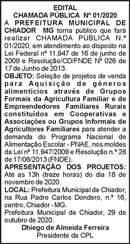 Edital Chamada Pública N01/2020 4 1 CHIADOR