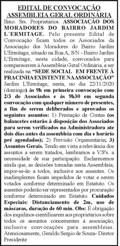 Edital de Convocação Assembleia Geral Ordinária 4 1 LERMITAGE