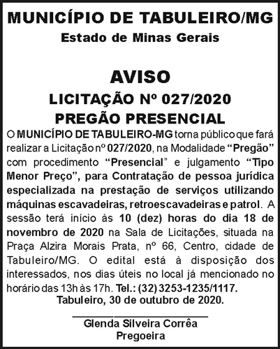 Município de Tabuleiro/MG 4 1 TABULEIRO 027