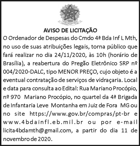 Aviso de Licitação 4 1 4BDA 004