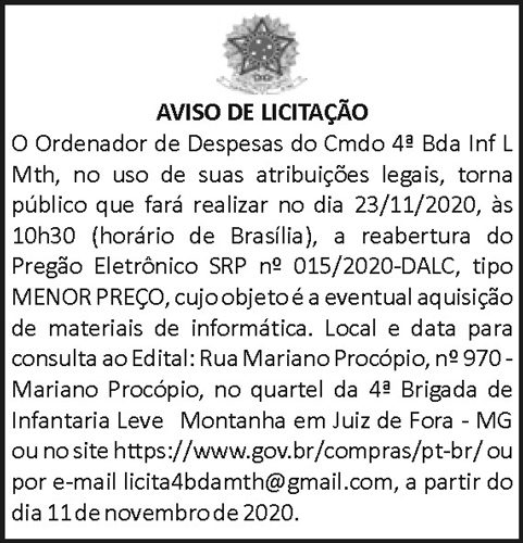 Aviso de Licitação 4 1 4BDA 015