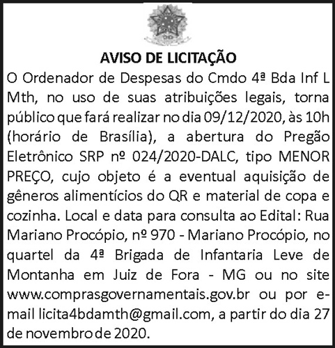 Aviso de Licitação 4 1 4BDA 024