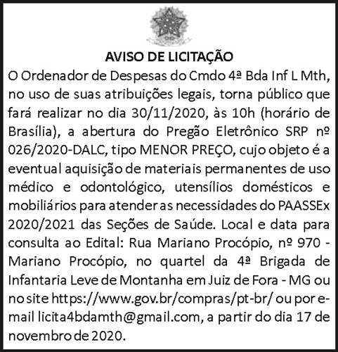 Aviso de Licitação 4 1 4BDA 026