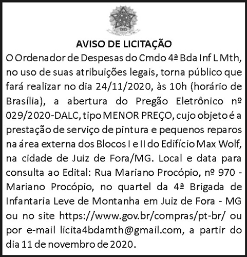 Aviso de Licitação 4 1 4BDA 029