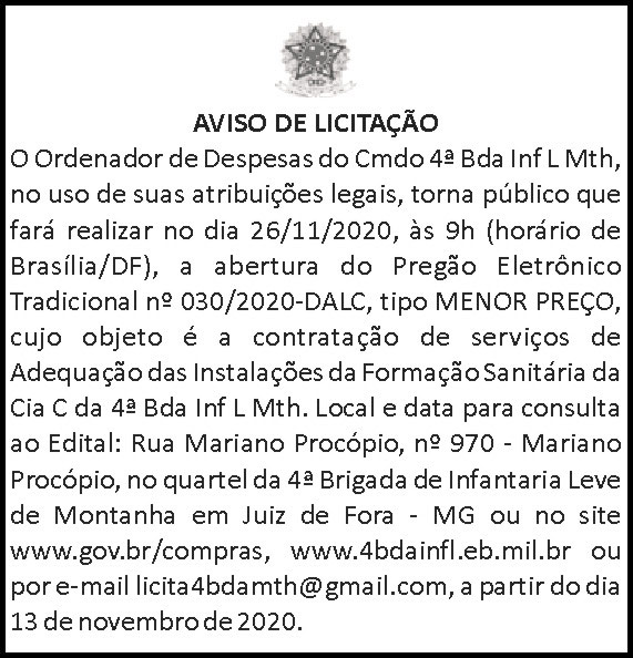 Aviso de licitação 4 1 4BDA 030