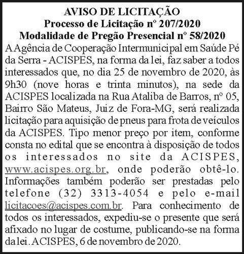 Aviso de Licitação 4 1 ACISPES 207