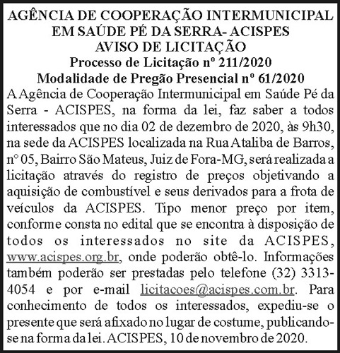Aviso de Licitação - Processo n 211/2020 4 1 ACISPES 211