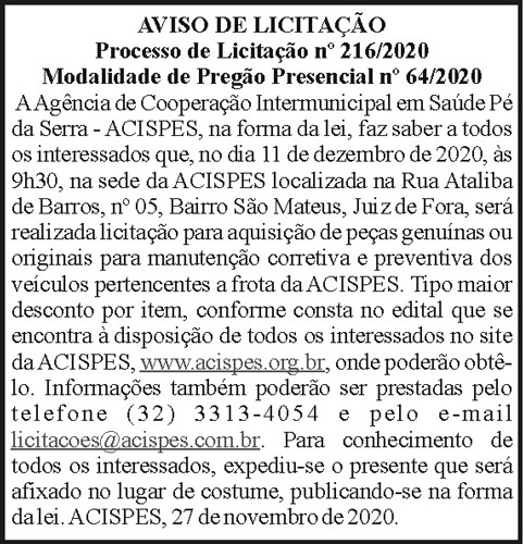 Aviso de Licitação 4 1 ACISPES 216