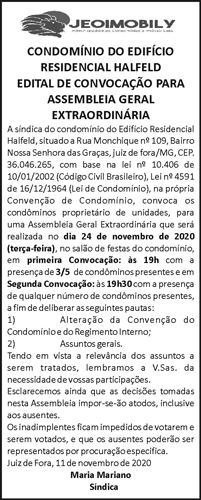 Condomínio Ed. Residencial Halfeld- Edital de Convocação 4 1 HALFELD