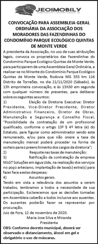 Convocação para Assembleia Geral Ordinária 4 1 MONTE VERDE
