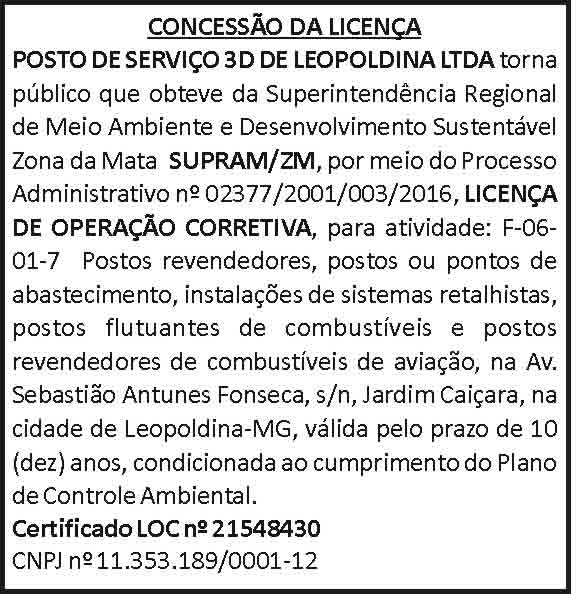 Concessão de licença 4 1 POSTO