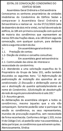 Edital de Convocação Condomínio do Edifício Sedan 4 1 SEDAN