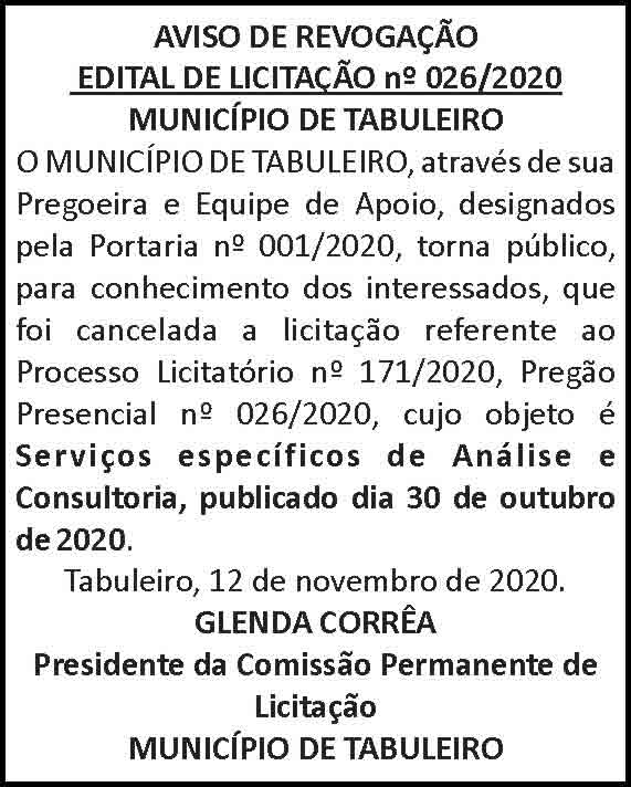 Tabuleiro - Licitação 4 1 TABULEIRO 026