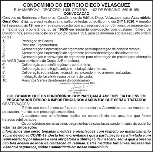Condomínio do Edifício Diego Velasquez - Convocação 4 1 VELASQUEZ