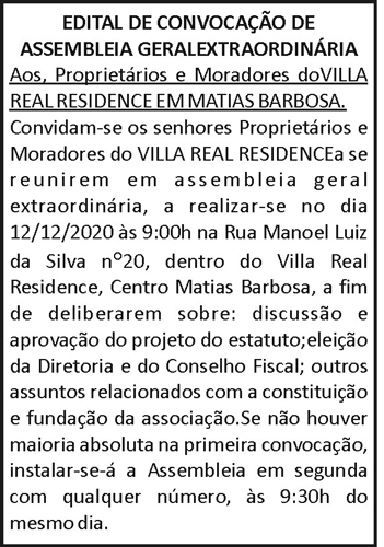 Edital de Convocação 4 1 VILLA REAL