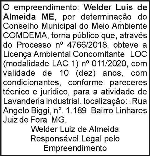 Processo n 4766/2018 - Licença Ambiental Concomitante 4 1 WELDER