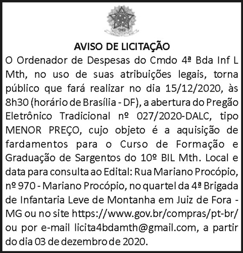 Aviso de Licitação 4 1 4BDA 027