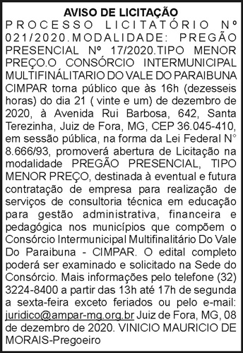 Aviso de Licitação 4 1 CIMPAR 021