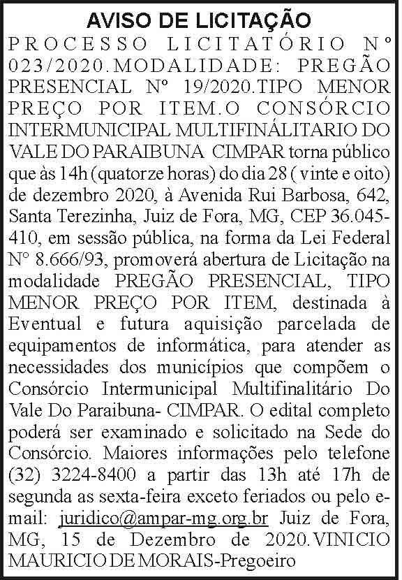 Aviso de licitação 4 1 CIMPAR 023.