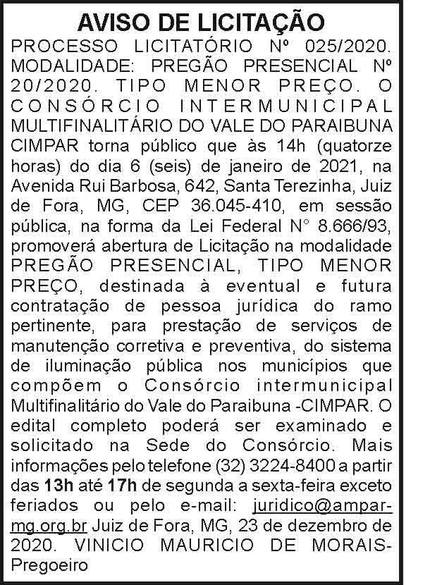 Aviso de licitação 4 1 CIMPAR 025.