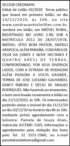 SICOOB Credimata - Edital de Leilão 4 1 CREDIMATA