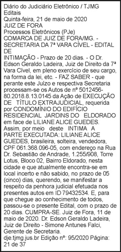 COMARCA de Juiz de Fora - Editais 4 1 ELDORADO