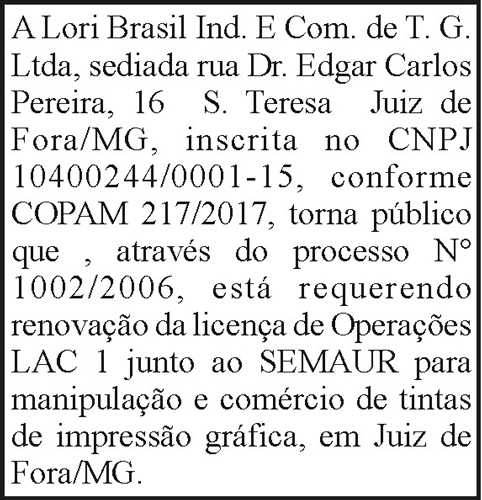 Lori Brasil Ind. E Com. de T.G. Ltda 4 1 LORI