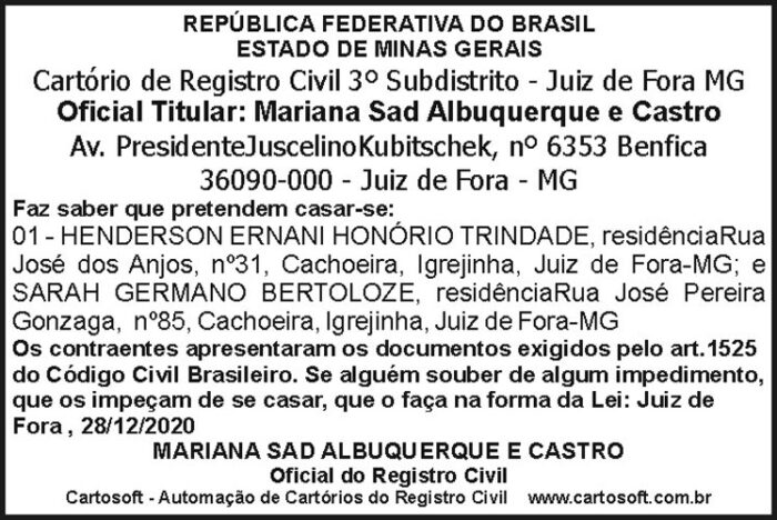 República Federativa do Brasil 4 AVISO HENDERSON