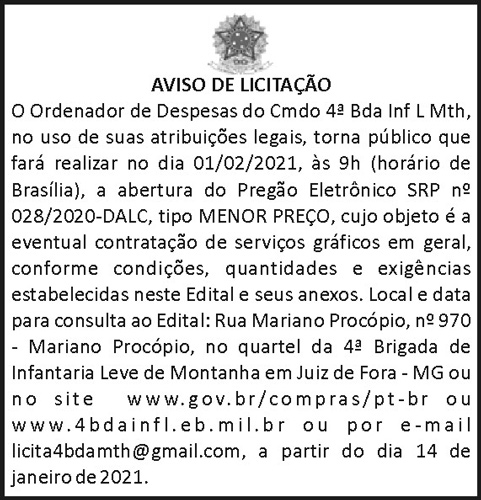 Aviso de Licitação 4 1 4BDA 028.