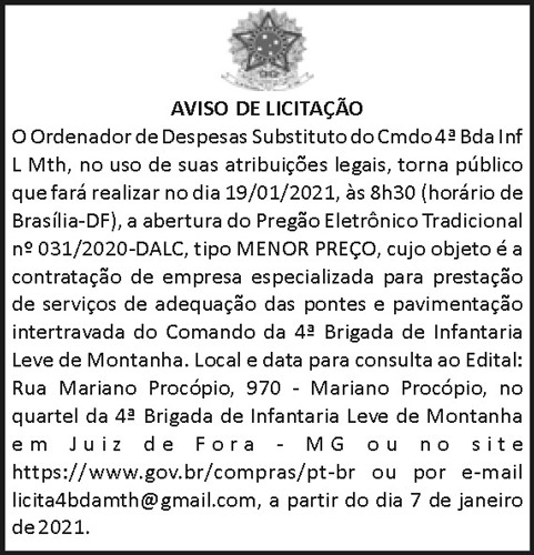 Aviso de Licitação 4 1 4BDA 031