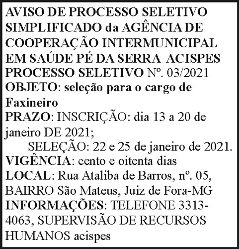 Aviso de Processo Seletivo 4 1 ACISPES 03