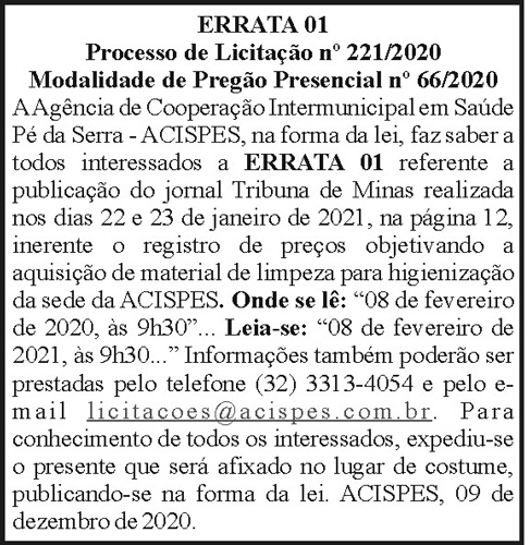 ACISPES - Errata 01 - Processo de Licitação N221-2021 4 1 ACISPES 221 1