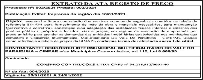 Extrato da Ata Registro de Preço 4 1 CIMPAR 06