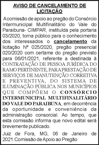 Aviso de Cancelamento de Licitação 4 1 CIMPAR.
