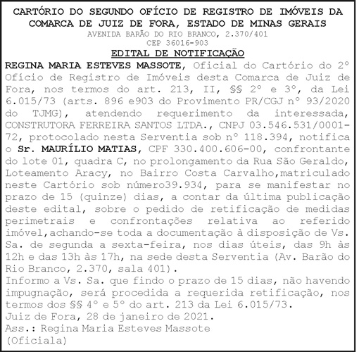 COMARCA de Juiz de Fora 4 1 FERREIRA