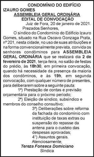 Condomínio do Edifico Izauro Gomes - Assembleia Geral 4 1 IZAURO