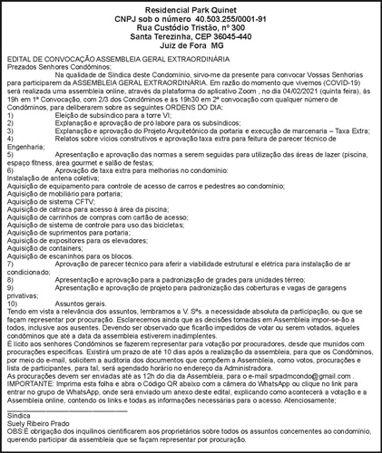 Residencial Park Quinet - Edital de Convocação 4 1 PARK QUINET