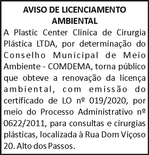 Aviso de Licenciamento Ambiental 4 1 PLASTIC