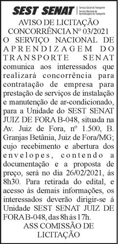 SEST SENAT: Aviso de Licitação Concorrência N03-2021 4 1 SENAT