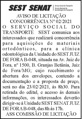 Aviso de Licitação SEST e SENAT - Concorrência 4 1 SEST 2
