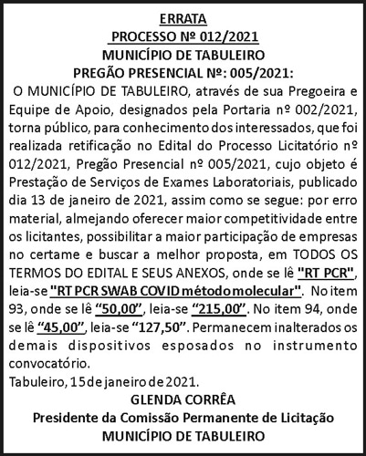 ERRATA - Município de Tabuleiro 4 1 TABULEIRO 012